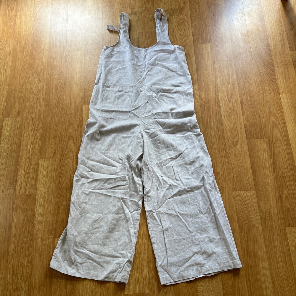Lou Grey Linen Cotton Overalls Womens Sz S Coastal Oversized Wide Leg Comfy - Picture 2 of 11